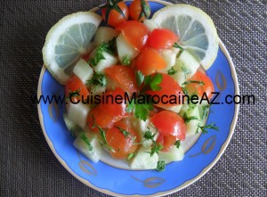 Cuisine marocaine Tomates cerise et concombre